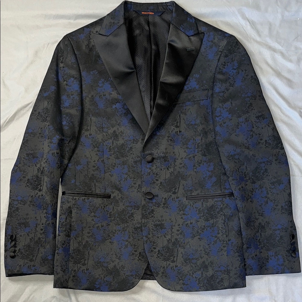 Men’s Warehouse Black and Blue Floral Blazer Slim Fit S/M